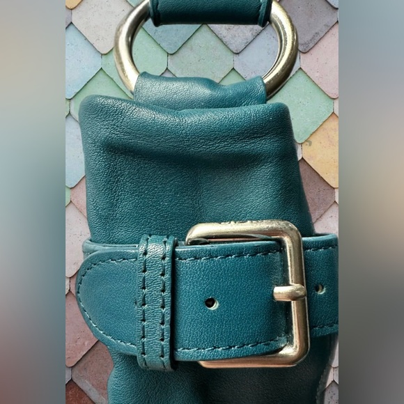 Vintage GAP Teal Leather Shoulder Bag EUC - Picture 2 of 9
